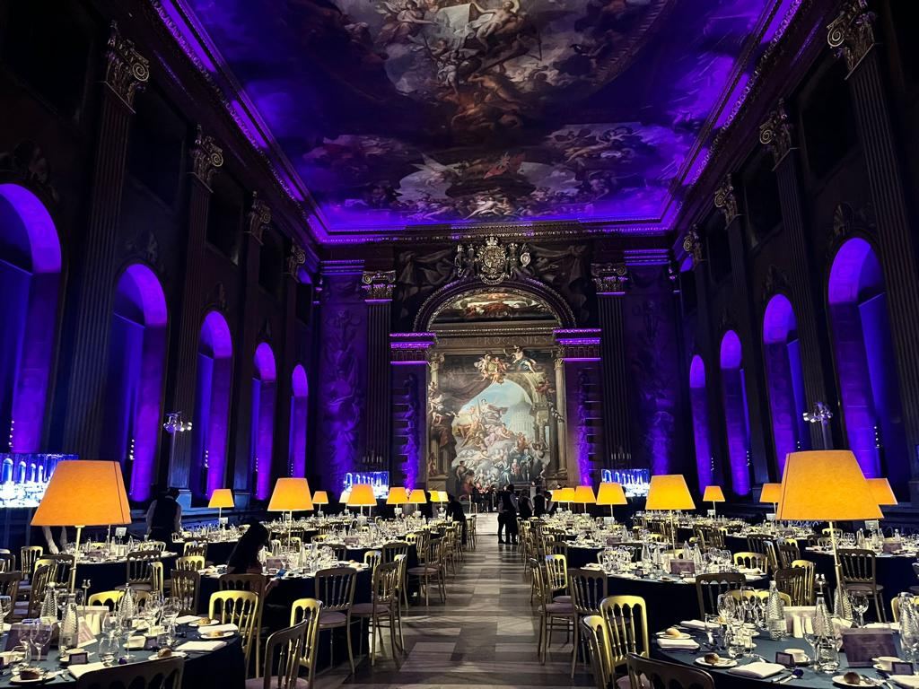 Gala dinner in a painted hall